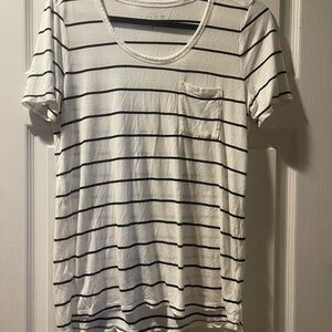 LOFT Black and White Striped Tee